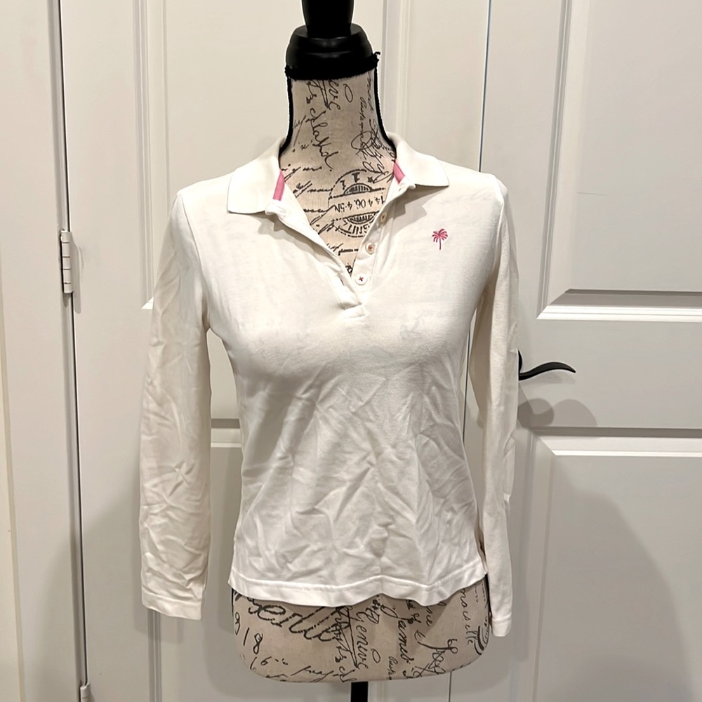 Lilly Pulitzer XS white women long sleeve polo